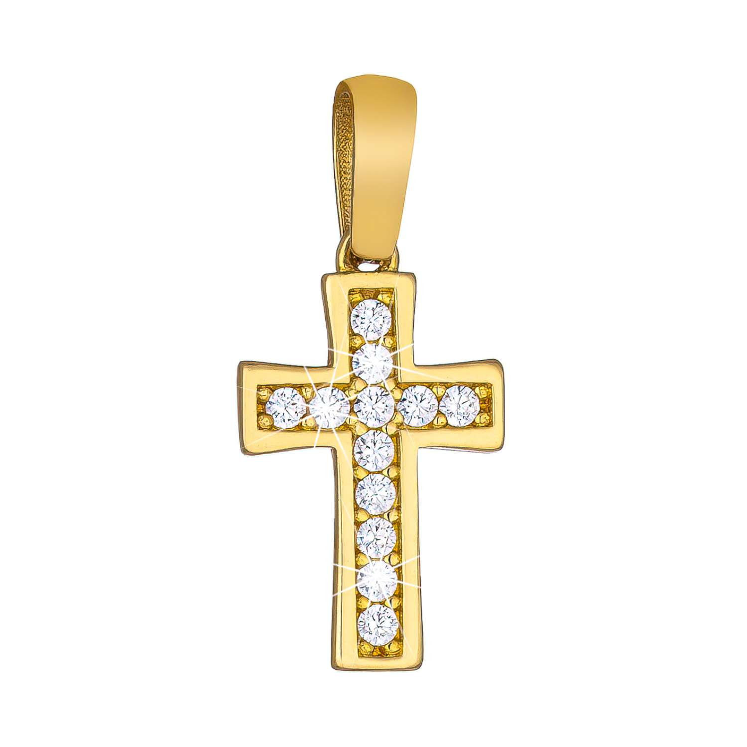 Zlatý přívěšek křížek Pavel s bílými zirkony