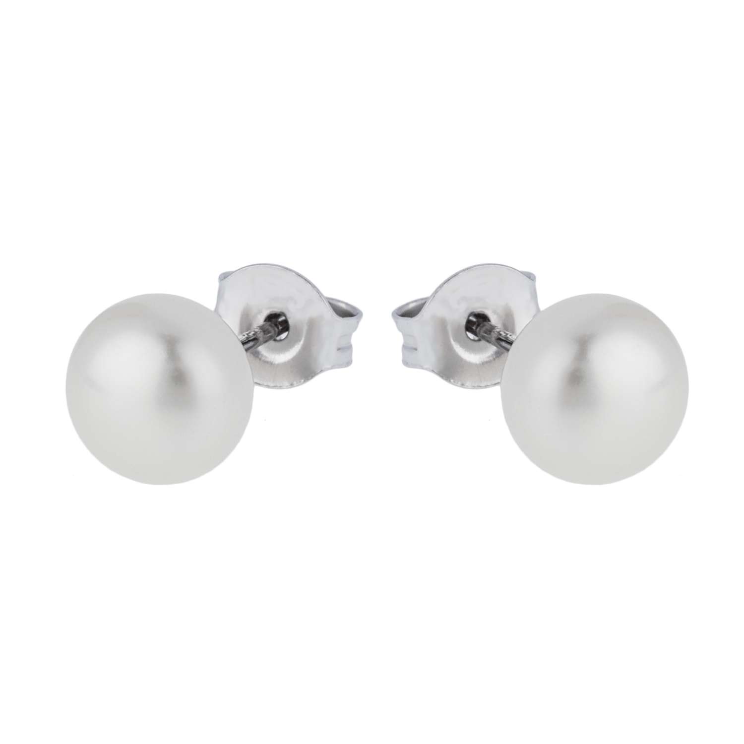 Stříbrné náušnice napichovačky s říčními perlami 5 mm - zapínání pecky