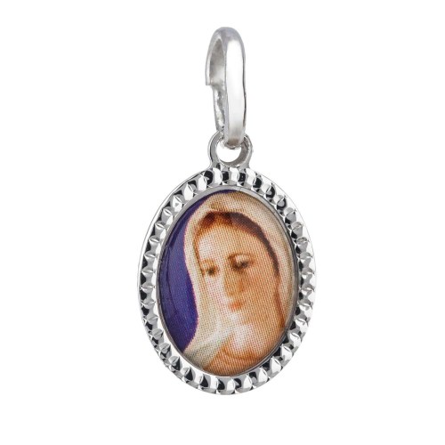 Stříbrná barevná medailka Panna Maria