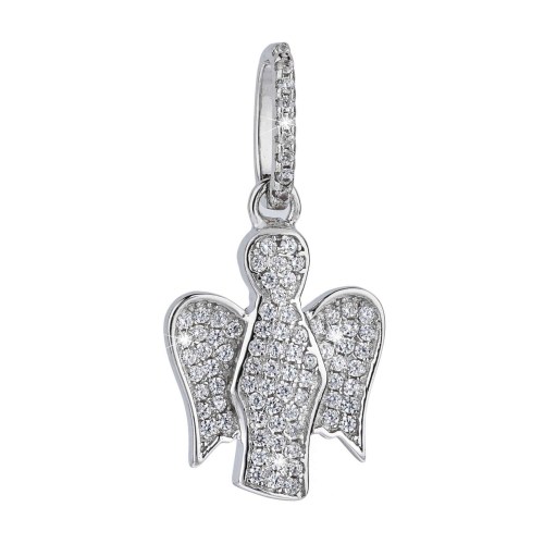 Stříbrný přívěsek anděl Aleš. Přívěsek je ozdobený bílými zirkony.