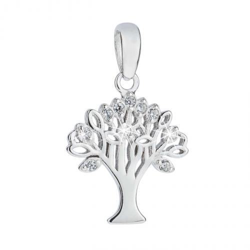 Stříbrný přívěšek strom života s bílými zirkony