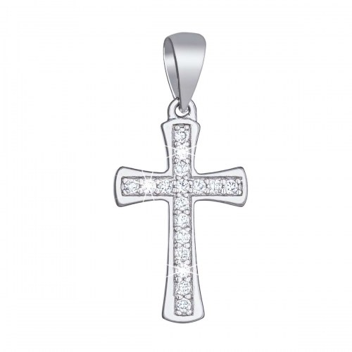 Stříbrný přívěšek křížek Josef s bílými zirkony