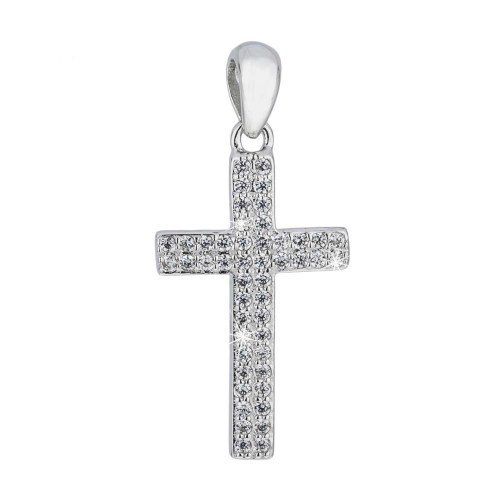 Stříbrný přívěšek křížek s bílými zirkony