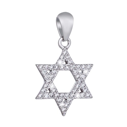 Stříbrný přívěšek židovská hvězda s bílými zirkony