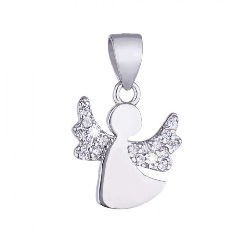 Stříbrný přívěšek ve tvaru andělíčka s bílými zirkony