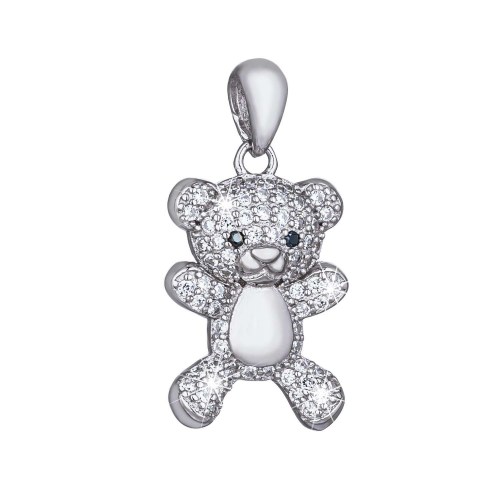 Stříbrný přívěšek medvídek s bílými zirkony
