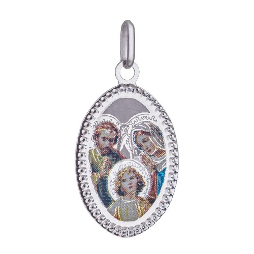 Stříbrný přívěšek medailka Svatá rodina, barevná medailka
