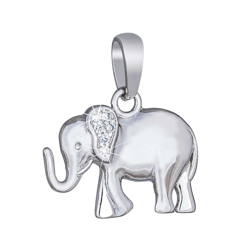 Stříbrný přívěšek slon Bruno s bílými zirkony 