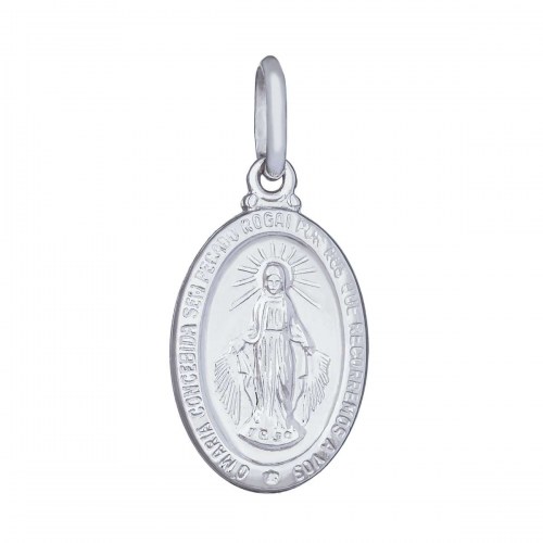 Zlatá zázračná medailka Panny Marie z bílého zlata - 15 mm