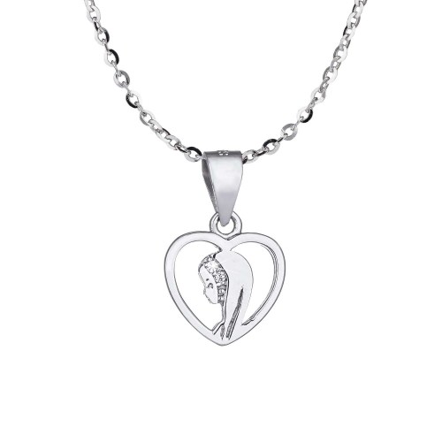 Stříbrný náhrdelník madonka v srdíčku