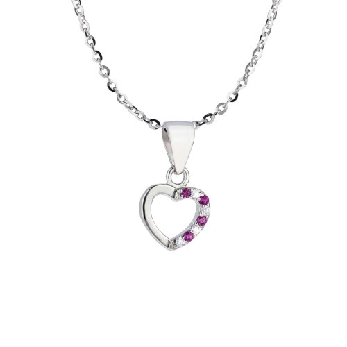 Stříbrný náhrdelník srdíčko Anežka s rubínem