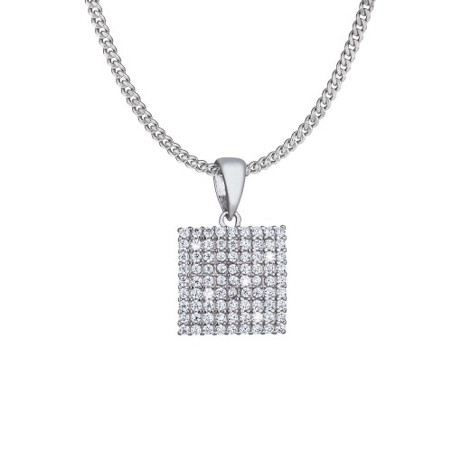 Stříbrný náhrdelník čtvereček s bílými zirkony
